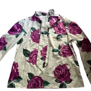 Unique vintage 90s Blouse with Bow Tie Neck